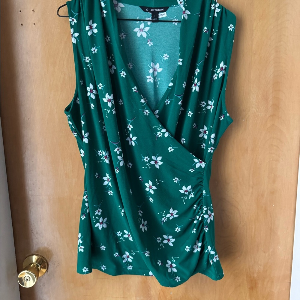 41 Hawthorn Teal Floral Wrap Blouse